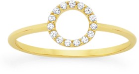 9ct+Gold+Cubic+Zirconia+Open+Circle+Ring