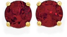 9ct+Gold+Created+Ruby+Round+Stud+Earrings