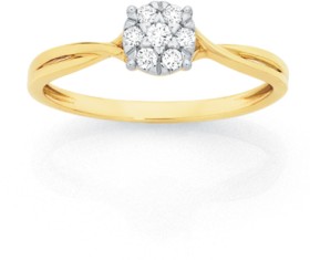 9ct+Gold+Diamond+Ring