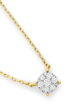 9ct+Gold+Diamond+Small+Cluster+Necklet