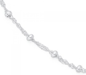 Sterling+Silver+25cm+Fine+Twist+%26amp%3B+Ball+Anklet