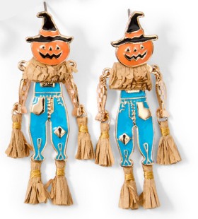 Halloween+Scarecrow+Drop+Earrings+-+Blue