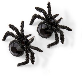 Halloween+Spider+Stud+Earrings+-+Black