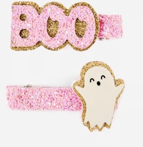 NEW+2+Pack+Pink+Boo+Hair+Clips