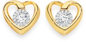 9ct+Gold+Diamond+Heart+Stud+Earrings