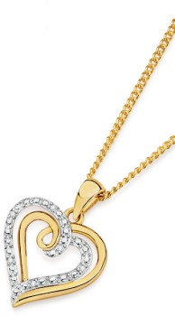 9ct-Gold-Diamond-Heart-Pendant on sale