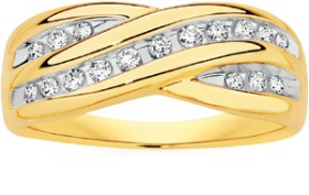 9ct+Gold+Diamond+Crossover+Ring