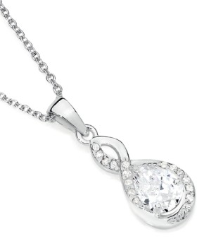 Sterling+Silver+Pear+Cubic+Zirconia+%26amp%3B+Twist+Fancy+Pendant