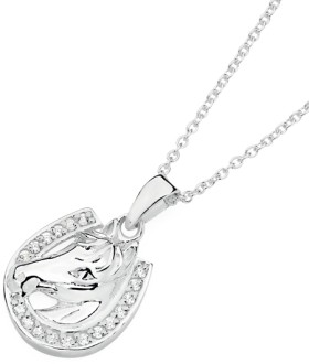 Sterling+Silver+Horse+Head+Cubic+Zirconia+Shoe+Pendant