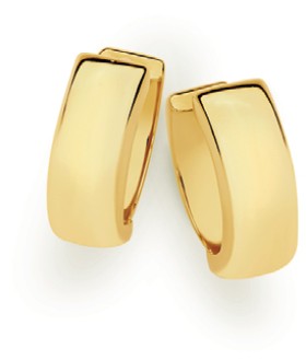 9ct+Gold+10mm+Polished+Huggie+Earrings