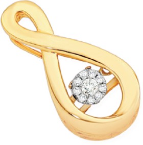 9ct+Gold+Diamond+Cluster+Infinity+Pendant