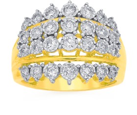 9ct+Gold+Diamond+Wide+Dress+Ring