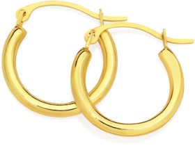 9ct+Gold+2x12mm+Polished+Hoop+Earrings