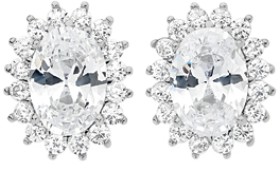 Sterling+Silver+Oval+Cubic+Zirconia+%26amp%3B+Cubic+Zirconia+Frame+Cluster+Studs