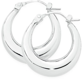 Sterling+Silver+19mm+Taper+Polished+Creole+Earrings