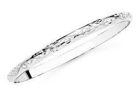 Sterling+Silver+65x5mm+Engraved+Bangle