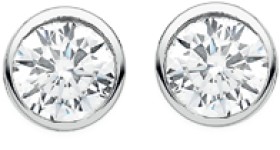 Sterling++Silver+5mm+Cubic+Zirconia+Bezel+with+Heart+Detail+Studs