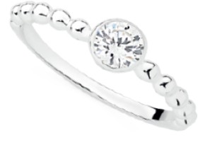 Sterling+Silver+Round+Bezel+Cubic+Zirconia+Friendship+Ring