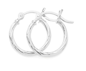 Sterling+Silver+2x16mm+Twist+Tube+Hoop+Earrings