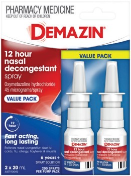 Demazin-12-Hour-Nasal-Decongestant-Spray-2-x-20mL on sale