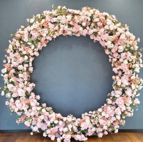 NEW+Floral+Hoop+HIRE%2A+with+Artificial+Roses+Dusty+Pinks+2.4m