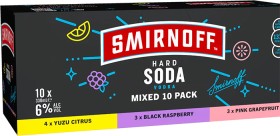 NEW+Smirnoff+Hard+Soda+Mixed+Cans+10X330mL