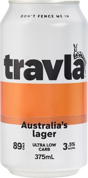 NEW+Travla+Mid+Strength+Lager+Cans+375mL