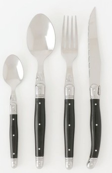 Heritage+24pc+Laguiole+Cutlery+Set+in+Black