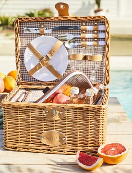 Heritage+Willow+Picnic+Basket+Set+for+2+People