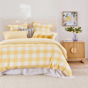 Della-Yellow-Check-Quilt-Cover-Set-by-Habitat on sale