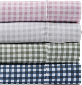 Emerald+Hill+Gingham+Washed+Microfibre+Sheet+Set