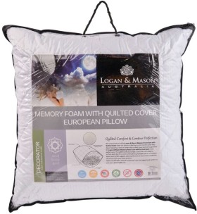 50%25+off+Logan+%26amp%3B+Mason+Memory+Foam+European+Pillow+with+Quilted+Cover