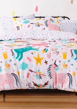 Ombre+Blue+Magical+Unicorns+Quilt+Cover+Set