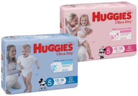 Huggies+Nappies+Ultra+Dry+30%E2%80%9144+Pack%2C+Infant+48+Pack+or+Newborn+54+Pack+Selected+Varieties