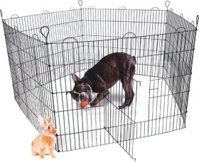 Puppy+Play+Pen+6+Panel+Black+or+Silver+100x80cm