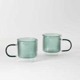 Barrio+Double+Wall+Green+Glass+Mugs+Set+of+2+by+M.U.S.E.