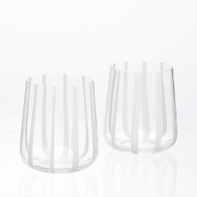 Atlas+White+Stripe+Glass+Tumblers+Set+of+2+by+M.U.S.E.