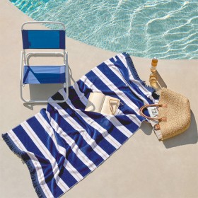 Aegean+Navy+Stripe+Large+Beach+Towel+by+Pillow+Talk