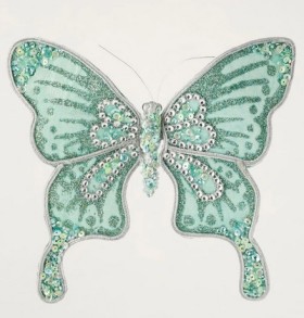 Luxe+Velvet+and+Sequin+Butterfly+Clip+in+Mint