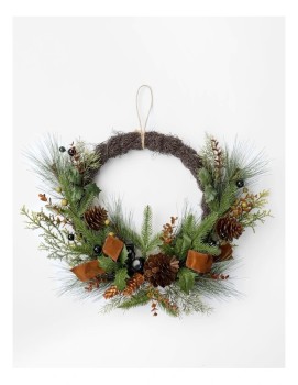 Myer-Giftorium-Harvest-Jingle-Bells-and-Faux-Berries-Half-Wreath-in-BrownGreen on sale