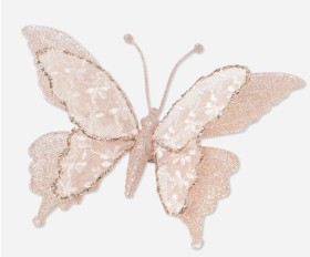 Luxe+Lace+Glitter+Butterfly+Clip+in+Pink