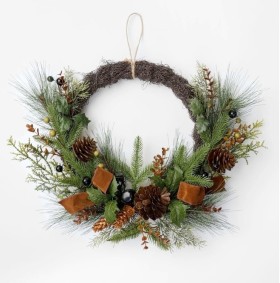 Harvest+Jingle+Bells+and+Faux+Berries+Half+Wreath