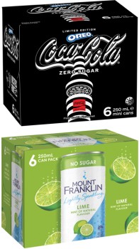 Coca-Cola+or+Mt+Franklin+Mini+Cans+6x250mL