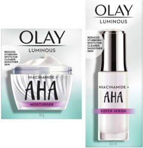 Olay+Luminous+Niacinamide+%2B+AHA+Serum+30mL+or+Moisturiser+50g