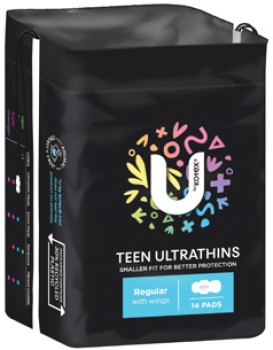 U+By+Kotex+Teen+Ultra+Thin+Pads+With+Wings+Regular+14+Pack+or+Super+12+Pack