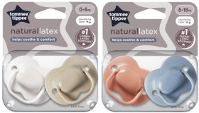 Tommee+Tippee+Natural+Cherry+Latex+Soothers+0-6m+or+6-18m+2+Pack