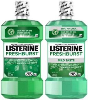 Listerine+Freshburst+or+Freshburst+Zero+Mouthwash+500mL