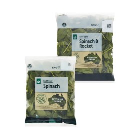 Woolworths+Australian+Baby+Leaf+Spinach+or+Spinach+%26amp%3B+Rocket+120g+Pack