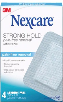 Nexcare+Strong+Hold+Pain-Free+Removal+Adhesive+Pads+76mm+x+101mm+4+Pack