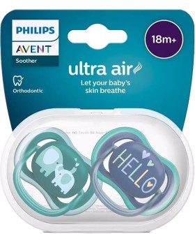 Avent+Ultra+Air+Soothers+18+Months%2B+2+Pack+Assorted+Colours